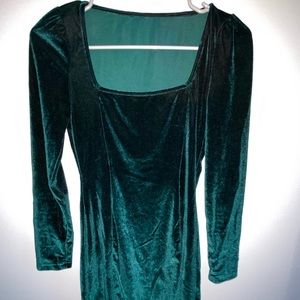 Suede Green Long Sleeved Dress